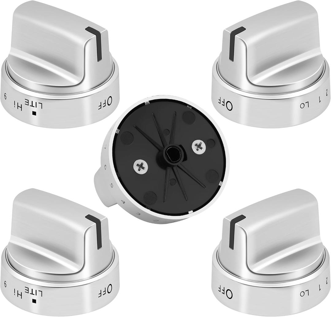 Stainless Steel WB03X24818 Knob for GE Stove - Gas Range Burner Control Knobs Replace 4363588 AP5989029 PS11729081 EAP11729081, Pack of 5 (Not Universal) | Upgraded