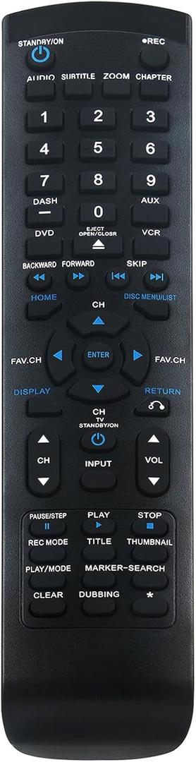 Replacement Remote Control Compatible with JVC Video Recorder RM-SDRMV150A RM-SDRMV79A RM-SDRMV80A DR-MV150B DRMV80B DR-MV80B DR-MV77S DR-MV5SU DR-MV5S DR-DX5 R-MV100B LVT2016-001D DR-MV77SU DR-MV78B