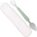 Kisangel Baby Scraper Spoon, Double Head Silicone Spoon Fruit Mud Puree Scraper for Practical Baby Training Feeding Shower, Green