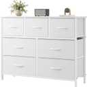 OLIXIS 7 Drawer Closet Organizer Chest, Fabric Storage Tower with Sturdy Steel Frame, Wooden Top & Easy Pull Fabric Bins, Dresser for Bedroom Living Room Entryway Clothes Organization, White, 11.8"D x 39.4"W x 30.1"H