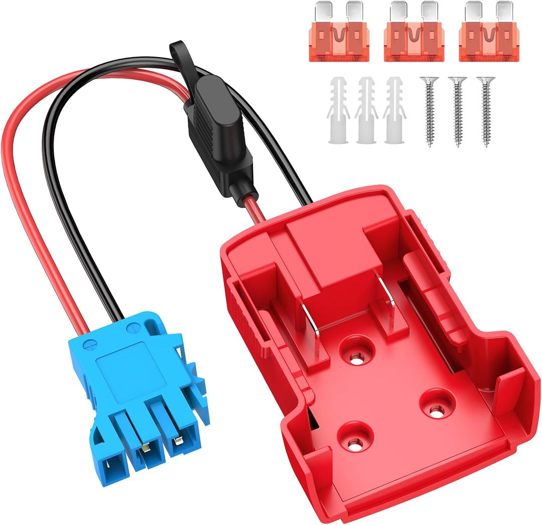 Power Wheel Adapter Compatible with Milwaukee Battery with Wire Harness Connector Compatible with Peg-Perego Children Ride-on Car, 12AWG Wire with 40A Fuse