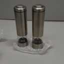 Electric Salt & Pepper Grinder Set  Battery Operated Stainless-Steel Mills & Shakers with Light, Adjustable Ceramic Grinders & Acrylic Rest Tray