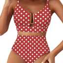 Herseas Womens 2 Piece High Waisted U Wire Bikini Set Floral Print Swimsuit Crisscross Back Bathing Suit Beach Swimwear, XL