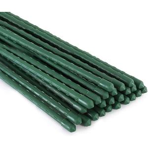 Xiny Tool Garden Stakes, 25 Pack 4 Ft Steel Plant Garden Tomato Stakes with Plastic Coat for Climbing Plants (25 Pack 48 Inch)