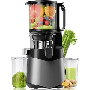 LUIXXN Cold Press Juicer, 5.8″ Extra Large Feed Chute Fit Whole Fruits & Vegetables, 350W Slow Masticating Juicer Machines