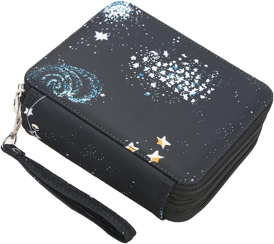 Portable Colored Pencil Case-72 Slots Colored Pencil Case Organizer With Zipper for Watercolor Pens or Markers, Pencil Case Organizer for Artist (Milky way)