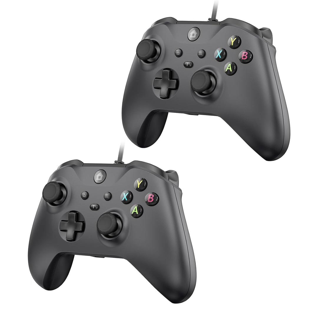 IWGAME Wired Controller for X-BOX ONE,Support Turbo Function,Gamepad with 3.5mm Audio Jack&Dual Vibration,, Compatible with X-BOX One/One S/X, X-BOX Series S/X, PC, IOS, Android Platforms,Black (2 Pack)