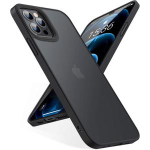TORRAS Shockproof for iPhone 12 Pro Max Case, Military Grade Drop Protection Translucent Matte Case Compatible for iPhone 12 Pro Max Phone Case, Guardian Series, Black