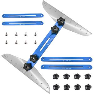 Stair Treads Gauge Template Tool - Staircases Jig, Measuring Set, Shelf Scribe Tools for Stairs, Risers, Shelf and Cutting Drywall Wizard, 11.4In to 60.7In (Blue)