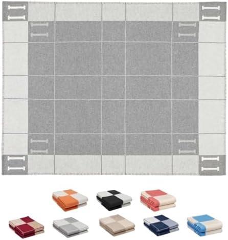 Fcteap h Blanket Soft Throw Blanket Faux Fleece Cashmere Plaid Warm Shawl Thick Knitted Plush Cozy Comfy for Women Throw Blanket for Sofa Couch Bed Queen King Size 55x66 in (Light Grey)