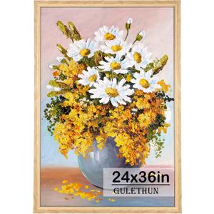 GULETHUN 24x36 Picture Frame, Natural Wood Poster Frame, Home Decor Natural Gallery Frames, Horizontal or Vertical Format, Sturdy, Plexiglass, Large Wall Decor, for Photos, Artworks, Posters
