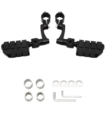 FOVPLUE Motorcycle Highway Foot pegs, Highway Peg for Harley Touring Softail Dyna Sportster Honda Kawasaki Suzuki Yamaha Indian Victory w/ 25-35mm,1'',1.25'',1.3'' Engine Guards/Tubing, Gloss Black