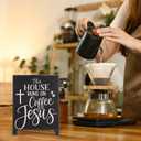 On Coffee Jesus Funny Desk Sign Bar Room Decor Home Office Kitchen Shelf Counter Cubicle Accessories Gifts For Coffee Lovers Espresso Fans Enthusiasts