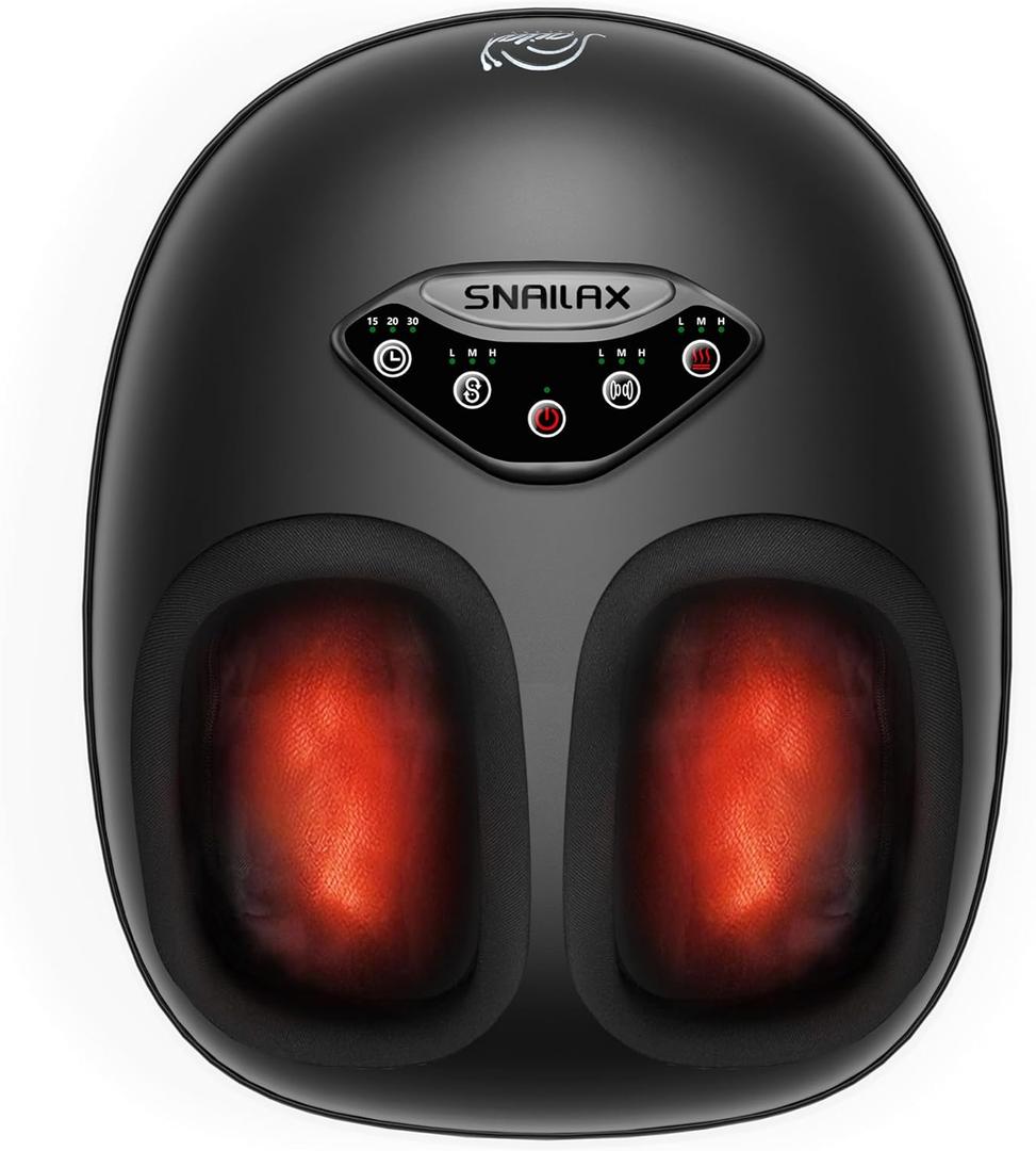 Snailax Shiatsu Foot Massager with Heat, Rolling Compression Feet Massager Machine for Plantar Fasciitis Neuropathy, Gifts for Her,Him Fits Size up to 14 Multiple Modes (Black)
