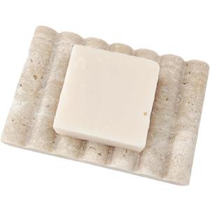 Travertine Soap Dish, Marble Self Draining Soap Holder, Sponge Holder for Bathroom, Sink, Kitchen, Jewelry Ring Dish (Beige)