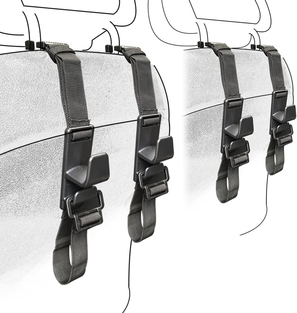 4-Pack Headrest Hooks for Car Universal Interior Auto Vehicle Back Front Seat Hanger Holder Organizer for Handbags Purses Coats and Grocery Bags (4pack)