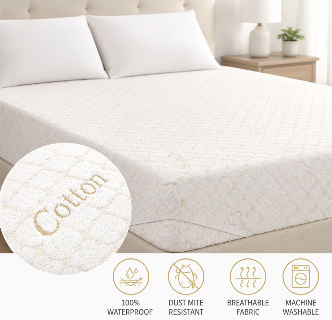 100% Organic Cotton Mattress Pad Cover, GOTS Certified Cooling Quilted Fitted Mattress Topper & Protector with Soft Cotton, King