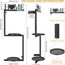 Wall Plant Holder Metal, Plant Frames Wall Decor, Wall Plant Stands for Indoor&Outdoor with Letters HOME Decor, 2 Round Flower Pot Trays, 12*7.87*34.33 Inch, Black