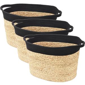 Medium Braided Tote, Black & Tan (Pack of 3)