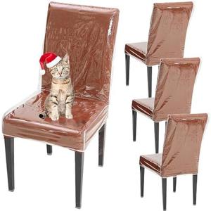 AYNINENG Plastic Dining Chair Protector, Chair Covers with Backrests, Clear PVC Waterproof Seat Cover, Keep Your Dinning Chair Away from Dust/Stains/Cat Dog Hair/Scratches (3)