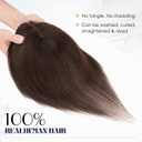 MY-LADY Human Hair Toppers for Women Real Human Hair with Side Bangs Hand-Tied Thin 8 * 11CM Lace Base Light Weight Clip in Remy Hairpieces 10 Inch Dark Brown