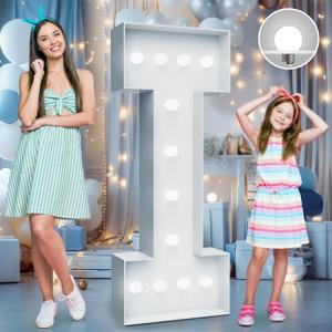 4FT Marquee Light Letters - Cool White Light Up Letters with Fixed Water Bag, Party Decoration for Wedding & Birthday