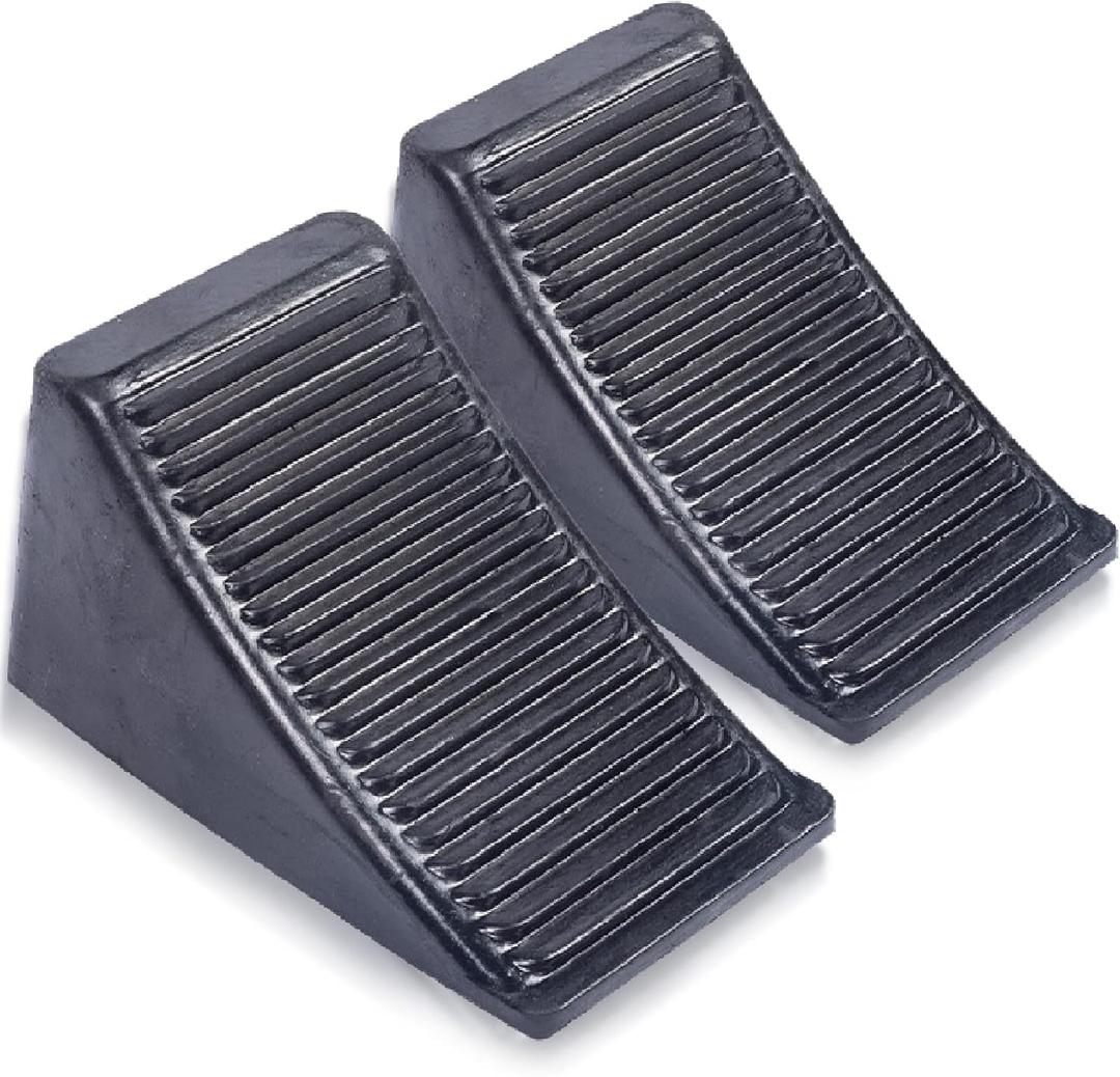 Fasmov 2 Pack Solid Rubber Heavy Duty Wheel Chock, Premium Chock for Car, Travel Trailers, RV, Truck, and ATV