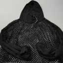 Verdusa Women's Sexy See Through Fishnet Long Sleeve Drawstring Hoodie Top Sweatshirt (Large)