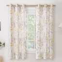 BGment Linen Curtains for Bedroom 63 Inch Length 2 Panels Set Floral Leaf Patterns, Light Filtering Window Privacy Curtains for Living Room Boho Farmhouse Vintage, Each 42 Inch Wide, Yellow