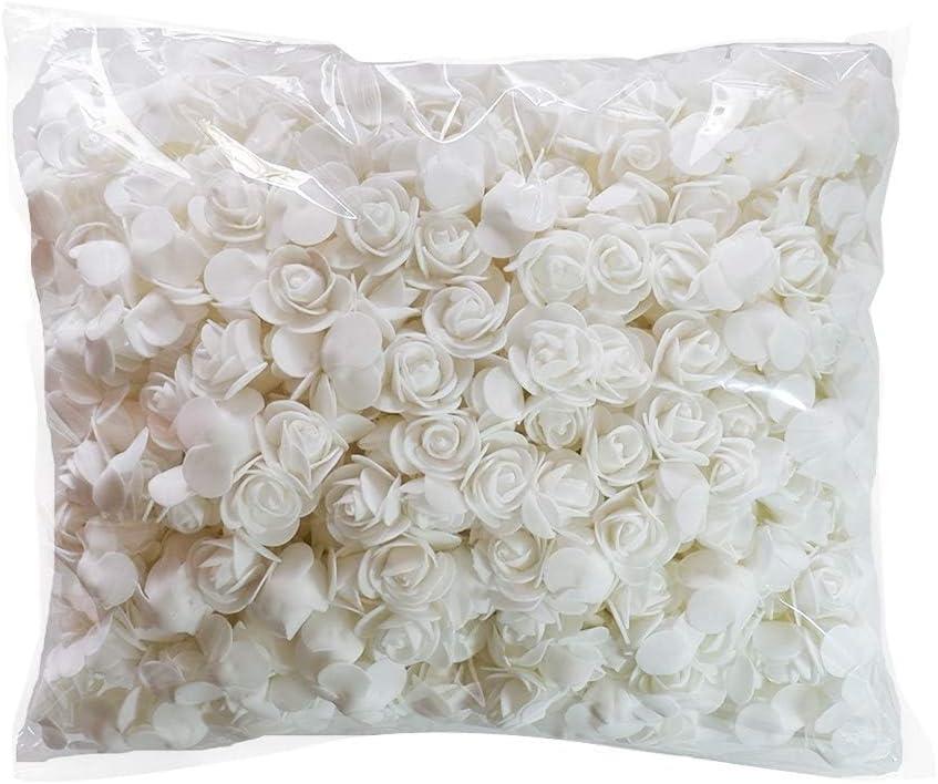 Foam Flowers Bulk, Artificial Flowers Foam Roses for Crafts, DIY Bear Gifts for Valentine's Day, Birthday, Wedding Bouquets Decoration 3.5cm/1.38in (White, 100PCS)
