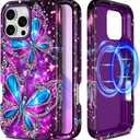Casetego for iPhone 16 Pro Max Case,Compatible with MagSafe,[Military Grade Drop Test] Full Body Protection Slim Shockproof Rugged Marble Women Girls Case for iPhone 16 Pro Max 6.9 inch,All Purple