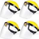 4 Pack Safety Face Shield for Grinding and Cutting, Full Impact Resistant Face Shield Mask for Work Chemical Woodworking (Yellow)