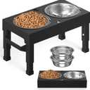 Elevated Dog Bowls Stand Large Breed, Height Adjustable Raised Dog Bowls Holder with 2 Stainless Steel Food Bowls for Small, Medium and Large Canine