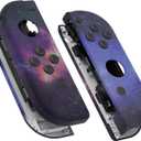 eXtremeRate DIY Replacement Shell Buttons for Nintendo Switch & Switch OLED, Nebula Galaxy Soft Touch Custom Housing with Full Set Button for Joycon Handheld Controller - Console Shell NOT Included