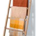 Blanket Ladder 6.4FT, Wooden Blanket Ladders for The Living Room, 6-Layer Farmhouse Rustic Towel Rack for Living Room Bathroom (24 inch Wide)