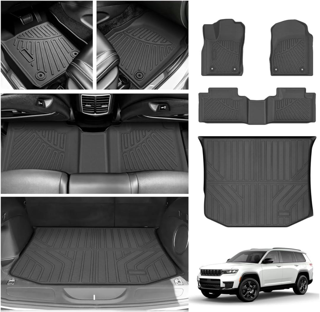 Floor Mats for Jeep Grand Cherokee 2016-2021/Grand Cherokee WK 2022 2023 (Non L), All Weather Cargo Liner for Grand Cherokee Accessories, Heavy Duty Car Mats, Car Accessories
