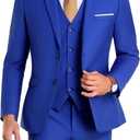 High-End Suits Men Suit Groomsmen Suit Orange Slim Fit 3 Pieces Suit for Men Notched Lapel Jacket Vest Pants, Small, Blue