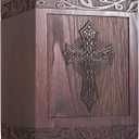 Cremation Urns for Human Ashes Adult Male Female, Wooden Carved Cross Urns Box and Casket for Ashe Men Women Child, Pets Cat Dog Urn, Burial Funeral Memorial Urns for Ashes, Holds 222 Cubic Inch
