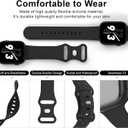 Sport Band Compatible with Apple Watch 38mm 40mm 41mm 42mm 44mm 45mm 46mm 49mm, Replacement Soft Silicone Strap Wristbands for iWatch Series 10/9/8/7/6/5/4/3/2/1 Ultra SE Women Men, Black