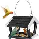 antiai Wooden Hanging Bird Feeder for Outside,Wild Bird Feeders House for Garden Yard Outdoors Durable & Weatherproof,Great for Attracting Wild Birds