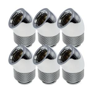 dracaena.io 6 Pack G1/4" 45° Rotary 360° Swivel Fitting, Male to Female Extender Adapter for PC Water Cooling Loop, Computer Liquid Cooling Fittings, Silver