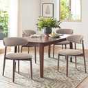 COLAMY Wooden Dining Chairs Set of 2, Modern Fabric Upholstered Kitchen Side Chairs, Farmhouse Dining Room Chairs with Foot Pegs, Camel
