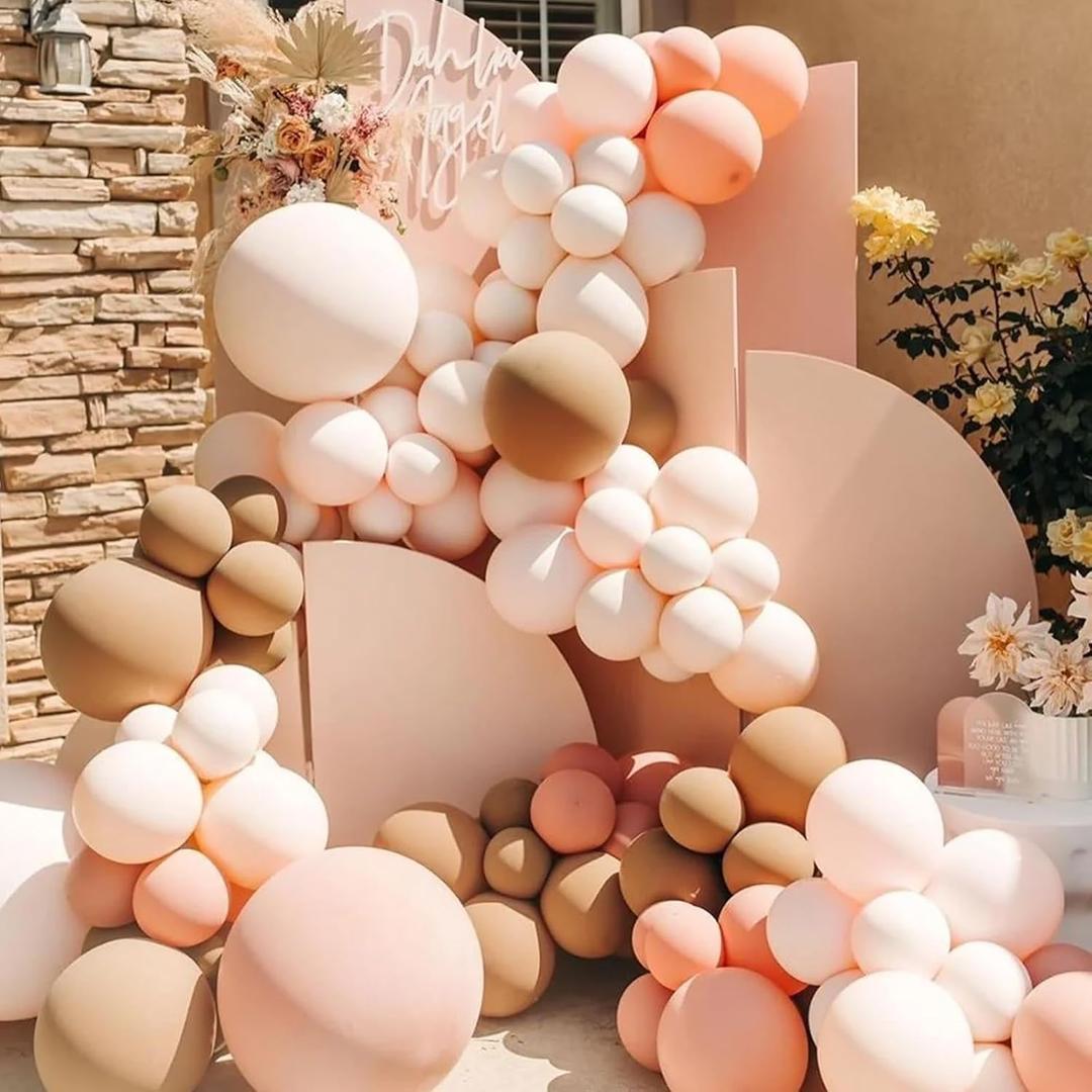 130Pcs Pink And Metallic Pink Balloons Arch kit,12 18 12 10 5 Inch Latex Neutral Balloons for Birthday Wedding Baby Bridal Shower Party Decorations Pack of 2