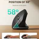 Ergonomic Wireless Rechargeable Mouse, Bluetooth+USB A+Type C(3 in 1) Connection, 5 Levels Up to 4800 DPI, 6 Silent Buttons, 2.4GHz Carpal Tunnel Vertical Mice, for Laptop, Desktop,MacBook-black