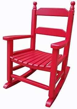Rocking Rocker - K081RD Durable Red Child’s Wood Porch Rocker/Outdoor Rocking Chair - Indoor or Outdoor - Suitable for 3-7 Years Old