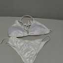 YAUASOPA Women Shiny Bikini Micro Sexy String Two Pieces Swimsuit Female Thong Swimwear (Small, Silver)