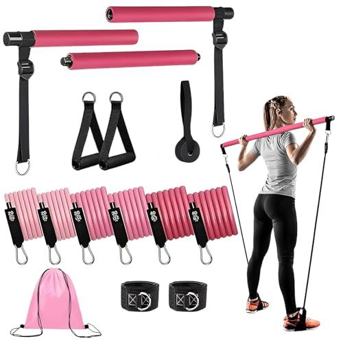 Pilates Bar Kit with Resistance Bands, Multifunctional yoga bar for Women & Men – Portable Pilates Workout Equipment for Home Gym, Ideal Pilate at Home Kits for Full Body Training & Flexibility