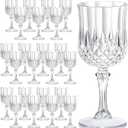 24PCS 7OZ Transparent Plastic Glasses, Drinking Champagne Glasses Flutes Crystal Vintage Water Unbreakable Goblets for Valentines Day, Wedding, Parties