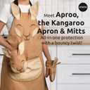 OTOTO Aproo Kitchen Set – Oven Mitts and Chef Apron with Pockets, Cute Cooking Accessories, Funny Kitchen Gift, Kangaroo (Brown Aproo Set), One Size