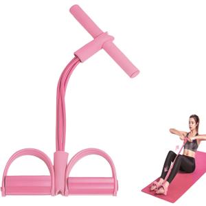 21 Fitness Resistance Bands-4 Tube Pedal Ankle Puller,2025 Upgrade Stretch Bands for Exercise,AB Training Auxiliary Device,Pedal Resistance Band with Handle for Women Men (Pink)